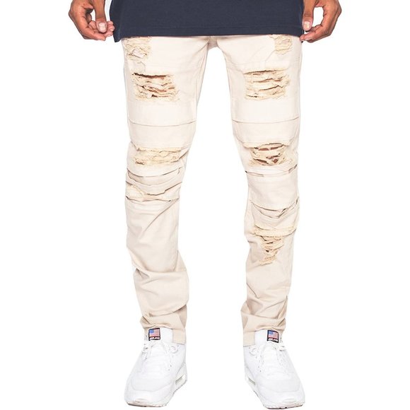 Golden Denim, the Dorado ripped stacked skinny jeans in chalk, size 30x32, new - Picture 1 of 5